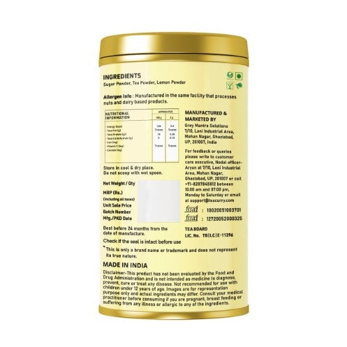 Teacurry Lemon Instant Iced Tea Mix Back Image