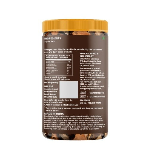Teacurry Organic Himalayan Arjuna Bark (Terminalia) Back Image 