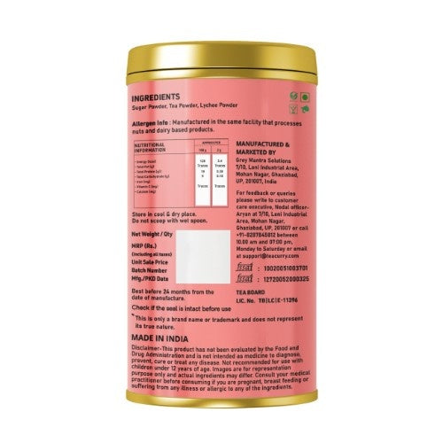 Teacurry Litchi Instant Iced Tea Mix Back Image 