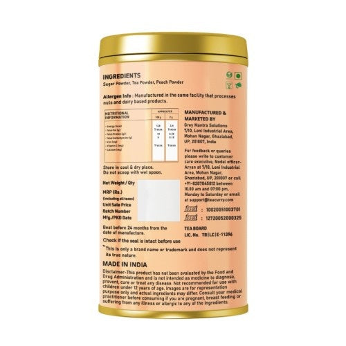 Teacurry Peach Instant Iced Tea Mix Back Image 