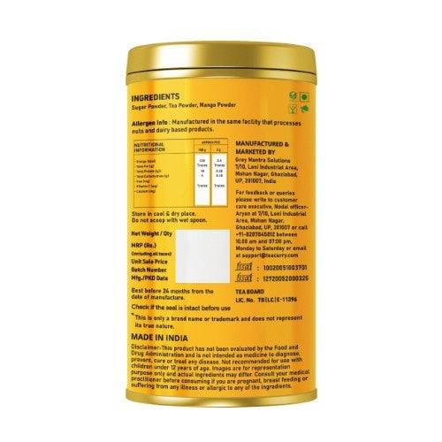 Teacurry Mango Instant Iced Tea Mix Back Image 