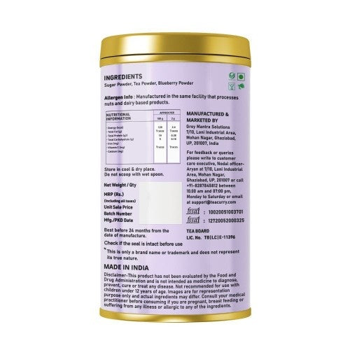 Teacurry Blueberry Instant Iced Tea Mix Back Image 