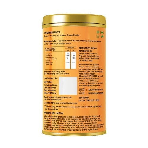 Teacurry Orange Instant Iced Tea Mix Back Image 