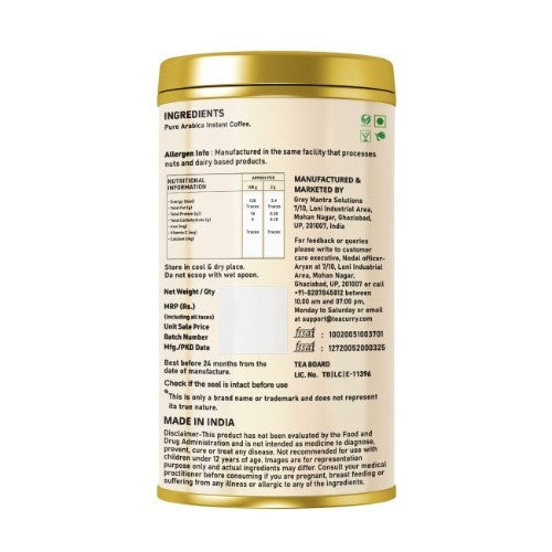 Teacurry Gold Instant Coffee Powder Back Image 