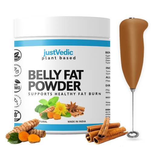 Just Vedic Belly drink mix with frother