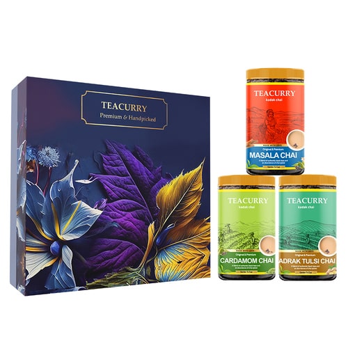 Exquisite Tea Gift Box  Masala chai, Cardamom chai  and Adrak Tulsi chai 