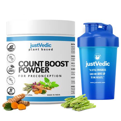 Justvedic Count Boost Drink Mix for Men with shaker