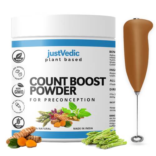 Justvedic Count Boost Drink Mix with frother