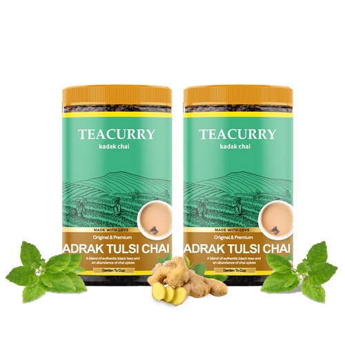 Teacurry Adrak Tulsi Chai -200 grams  - tulsi in tea - instant ginger tea