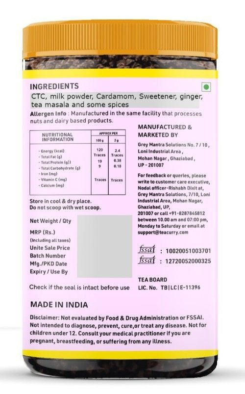 Teacurry Elaichi Instant Tea Premix Back Image