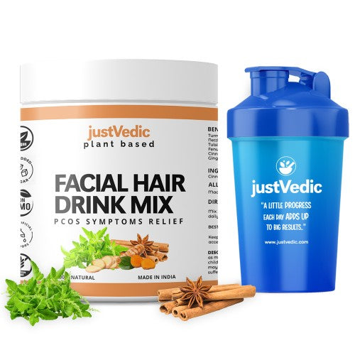 Justvedic Facial hair drink mix with shaker