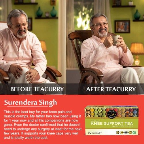 Teacurry Knee Support Tea Before and After