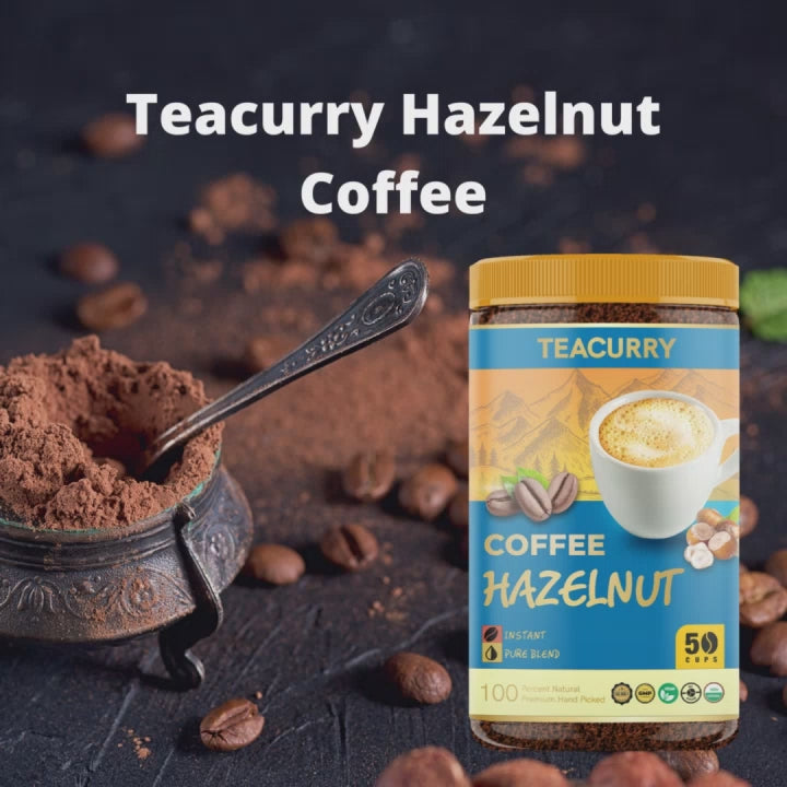 Hazelnut Instant Coffee Powder - Freeze Dried from 100% Arabica Coffee Beans with Natural Hazelnut - For Hot & Cold Coffee