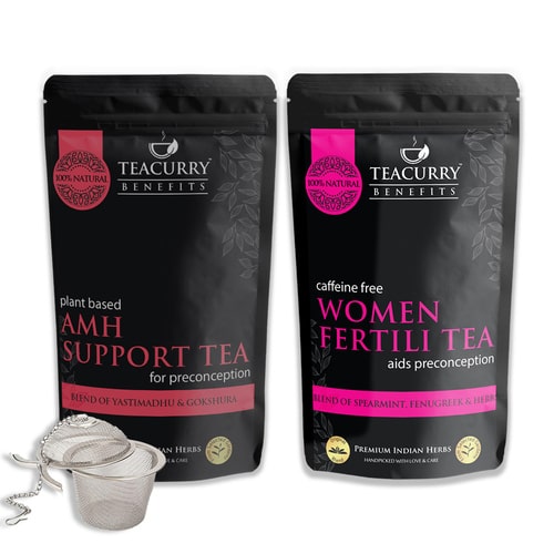 Teacurry AMH And Women Fertility Tea Combo loose pack with infuser