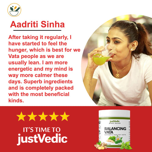 Justvedic Balancing Vata Drink Mix - Helps in Pulsation, Respiration, Circulation & Elimination