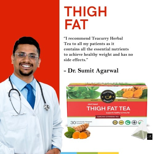 for Teacurry Thigh Fat Tea Box approval by Dr. Sumit Agarwal - best way to reduce thigh fat