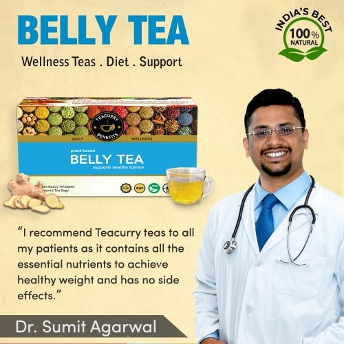 Teacurry Belly Tea recommended by Doctor Sumit Agarwal - green tea for weight loss and belly fat - tea to reduce belly fat - tea and belly fat
