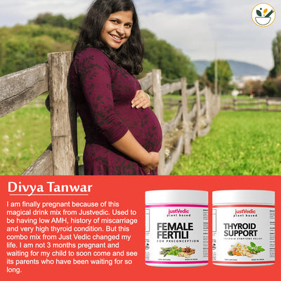 Justvedic Fertility and Thyroid Support Drink Mix Combo used by Divya Tanwar