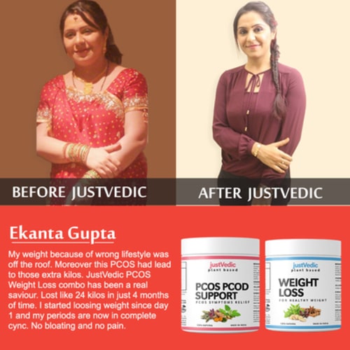Justvedic PCOS-PCOD Weight Loss Drink Mix Combo used by Ekanta Gupta