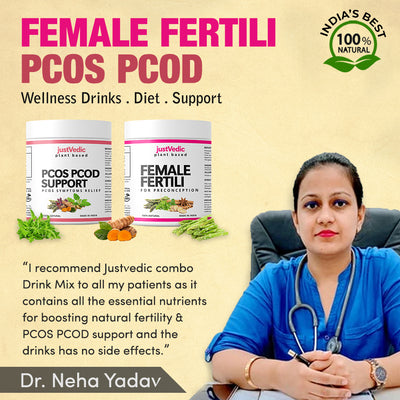 Justvedic PCOS-PCOD Fertility Drink Mix Combo Recommend by Dr. Neha Yadav