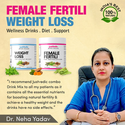 Justvedic Fertility and Weight Loss Drink Mix Combo Recommend by Dr. Neha Yadav