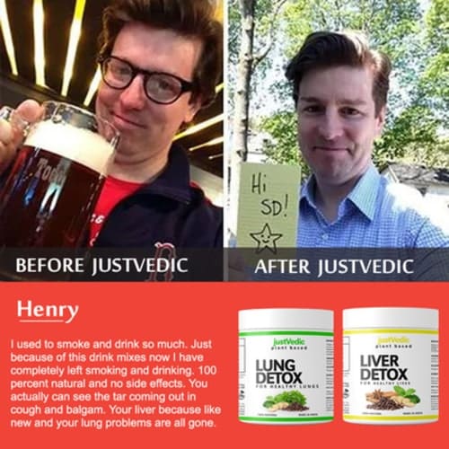 After before use of lung & liver detox drink mix combo