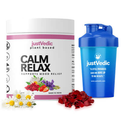 Justvedic Clam Relax Drink Mix Jar and Shaker