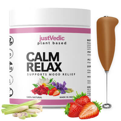 Justvedic Clam Relax Drink Mix Jar and Frother