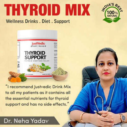 Justvedic Thyroid Support Drink Mix Jar Approved by Doctor Neha Yadav