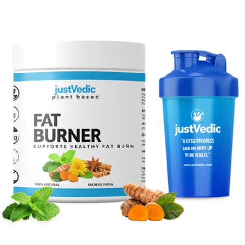Justvedic Fat Burner Drink Mix Jar and Shaker