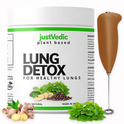 Justvedic Lung Detox Drink Mix and Frother