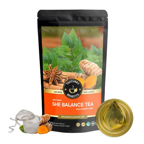 Teacurry She Balance tea loose pouch with infuser - spearmint tea for pcos
