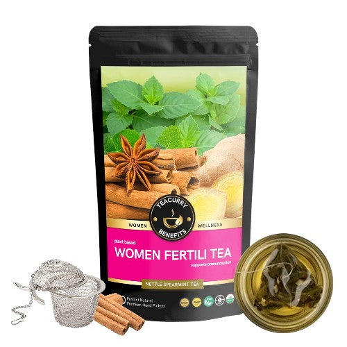 Teacurry Women Fertility Tea Pouch with Infuser - fertility tea pcos