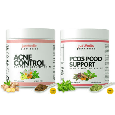 Justvedic PCOS PCOD Acne Control Drink Mix Combo Jar