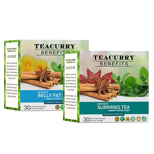 Teacurry belly fat and slimming tea combo box image - cinnamon tea for weight loss belly fat- green tea for weight loss and belly fat