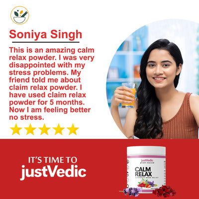 Justvedic Calm Relax Drink Mix used by Soniya singh
