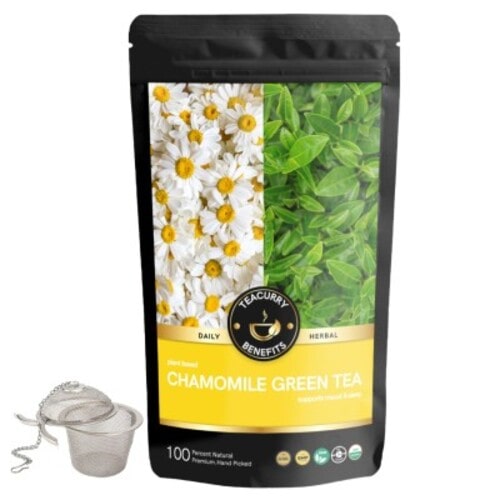 chamomile green tea pouch with infuser