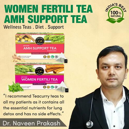 Teacurry AMH And Women Fertility Tea Combo - approved by Dr. Naveen Prakash - increase amh levels - teacurry women fertility tea