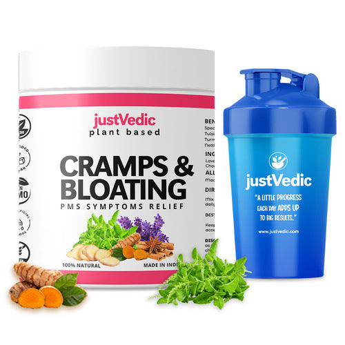 Justvedic Cramps & Bloating  Drink mix with shaker
