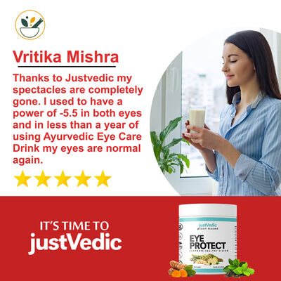 Justvedic Eye Protect Drink Mix used by Vritika Mishra