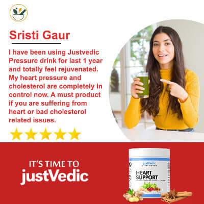 Justvedic Heart Support Drink Mix used by Sristi Gaur