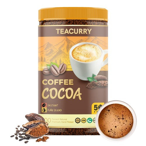 Cocoa Instant Coffee Powder - Freeze Dried from 100% Arabica Coffee Beans with Natural Cocoa - For Hot & Cold Coffee