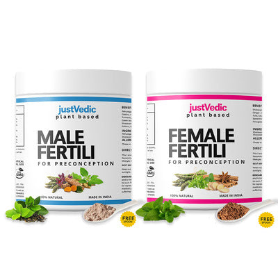 Justvedic Male and Female Fertility Drink Mix Combo Jar