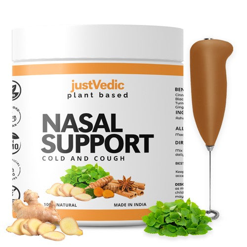 Justvedic Nasal Support Drink Mix with frother