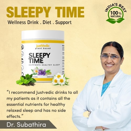 Justvedic Sleepy Time Drink Mix Jar Approved by doctor Subathira
