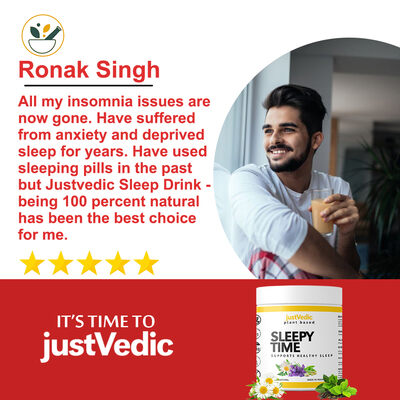 Justvedic Sleep Time Drink Mix used by Ronak Singh
