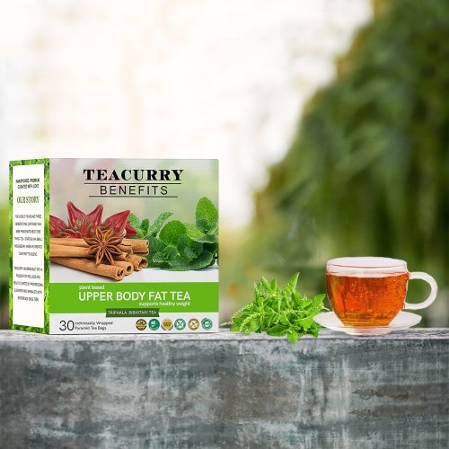 Teacurry Upper Body Fat Burn Tea Box top view - best way to get rid of upper body fat - best way to lose upper body fat