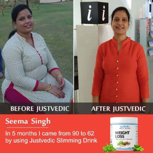 After before use of Justvedic Weight loss drink mix 