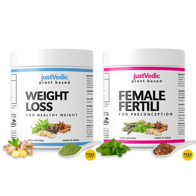 Justvedic Fertility and Weight Loss Drink Mix Combo Jar