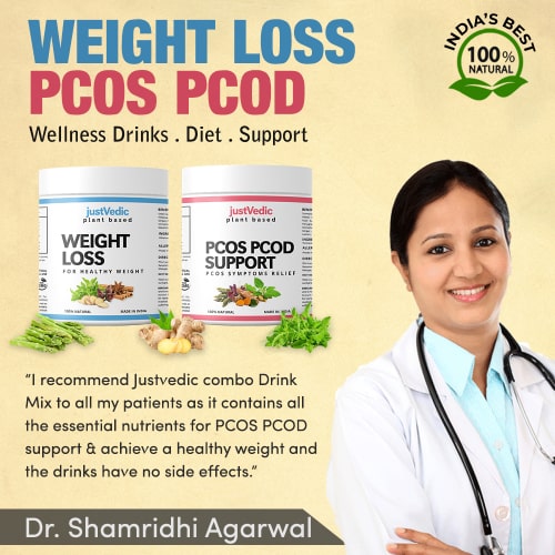 Justvedic PCOS-PCOD Weight Loss Drink Mix Combo Recommend by Dr. Shamridhi Agarwal